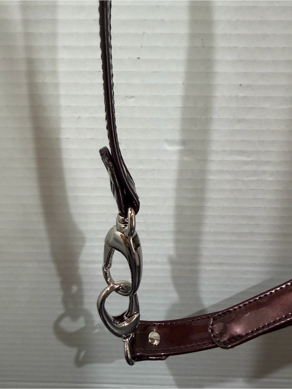 Beigo Metallic Dark Brown Patent Top-Handle Women’s Bag - Picture 13 of 15
